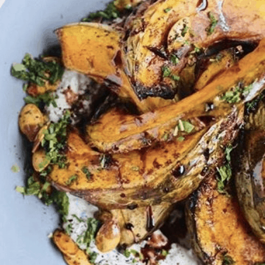 Roasted Squash with Tahini Yoghurt from Better Food Trader Lee Greens