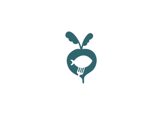 Pembrokeshire Food Partnerships Logo. A fish on a fork inside a raddish